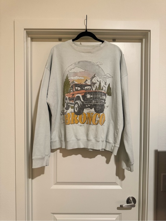 Junk Food Clothing Sweaters - Junk Food Clothing Light Gray Bronco Graphic Crewneck